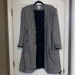 Leslie Fay Gingham Blazer in Black and White